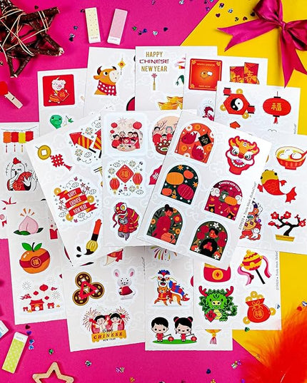 BulbaCraft 100Pcs Lunar New Year Stickers Laptop Decals, Gifts for Women & Men