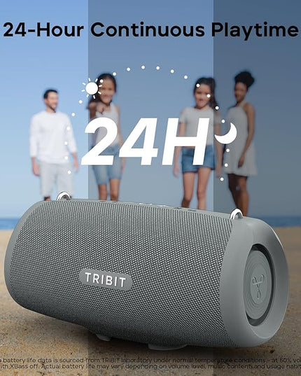 Tribit Portable Bluetooth Speaker StormBox Lava, 80W Loud Wireless Speaker, 24H Playtime, IP67 Waterproof, BT5.4, Custom EQ, XBass, Built-in Mic, TWS Pairing for Camping/Beach/Travel/Outdoor (Gray)