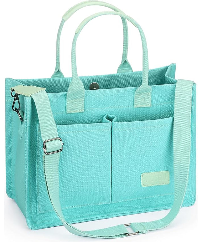Mossio Large Canvas Tote Bag for Women with Pockets - Laptop Crossbody Work Tote Bag Everyday Bag Shoulder Purse Handbag