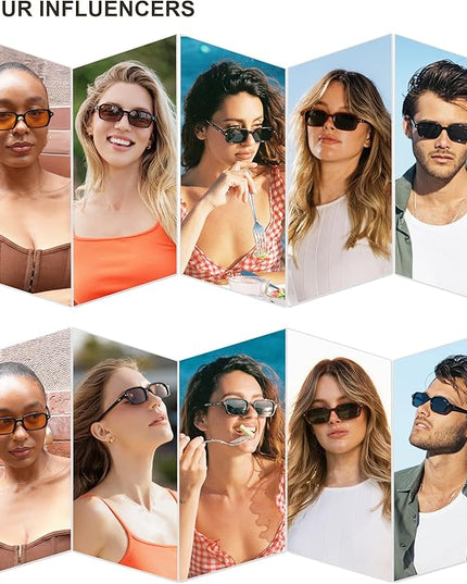 SOJOS Trendy Rectangle Polarized Sunglasses Womens Mens, Small Retro Fashion Thin Slim Square Sunnies SJ2610