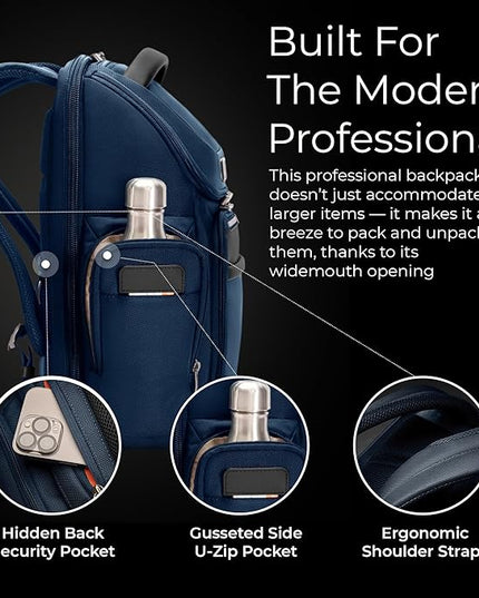 Briggs & Riley Medium Widemouth Backpack for Women & Men - Laptop Backpack, For Work & Travel, Lightweight & Durable, Padded Straps, Fits up to 15" Laptop - @work Collection, Navy