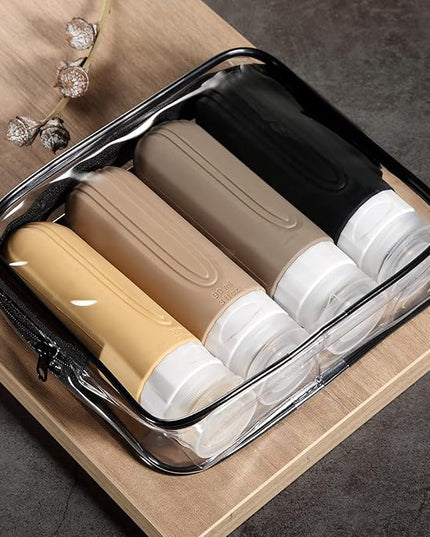 Travel Bottles for Toiletries, Tsa Approved 3oz Travel Size Containers BPA Free Leak Proof Refillable Liquid Silicone Squeezable Travel Accessories for Shampoo Conditioner Lotion (4 Pack)