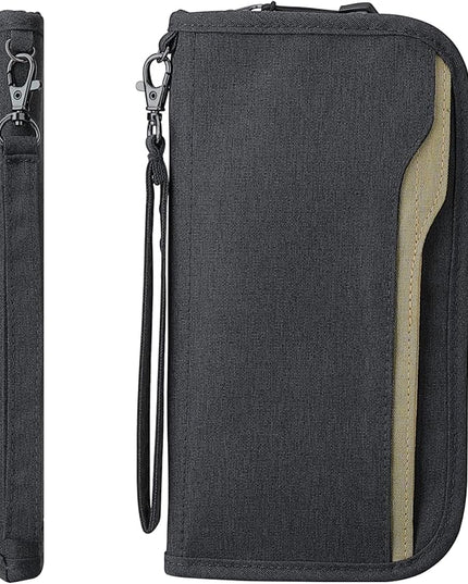 ZOPPEN Passport Holder Family RFID Passport Wallet, Passport Holder Women/Men, Travel Wallet Documents Organizer Zipper Case with Removable Wristlet Strap, Travel Essentials for Flying