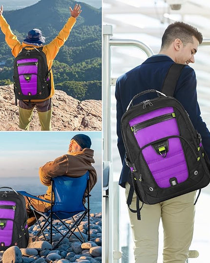 Z-MGKISS Extra Large Laptop Backpack, Water-Resistant 18.4-19 Inch Travel Backpack for Men & Women - Stylish Purple School Bag with USB Charging Port and Multiple Compartments