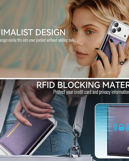 Vinich for MagSafe Wallet Magnetic RFID Blocking Card Holder Compatible with MagSafe Phones and Cases, Strong Magnet Minimalist Phone Wallet for iPhone 17/16/15/14/13/12/ Pro/Max/Plus, Purple