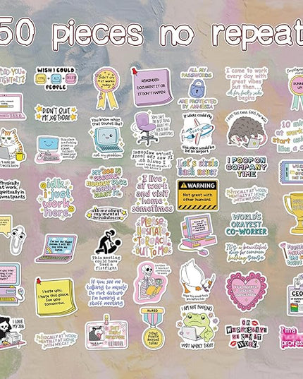 Funny Sarcastic Stickers for Adults - 50 Pcs Sarcastic Water Bottle Stickers, Waterproof Humor Scrapbook Decals, Vinyl Sticker for Laptop Phone Journaling Skateboard