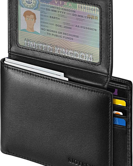 Sigtrenx Leather Wallets for Men, Genuine Leather Mens Wallets Bifold Rfid Blocking with 2 ID Windows