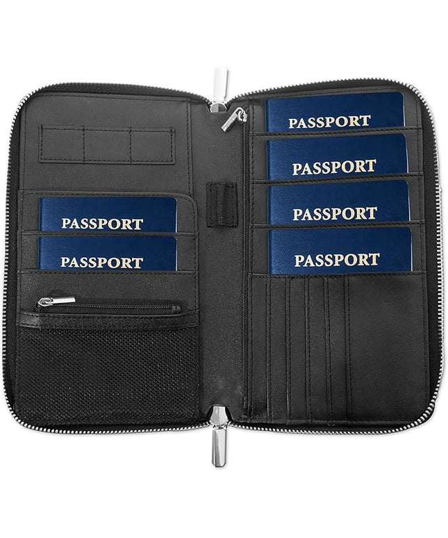 RFID Blocking Family Passport Holder Wallet 6,Premium Leather Travel Document Organizer for Women and Men,Travel Wallet for Credit Card