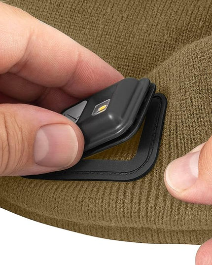 POWERCAP LED Hat Light 150 Lumens Rechargeable Fleece Beanie with Bright Built-in Headlamp Waterproof LED Warm One Size Cap