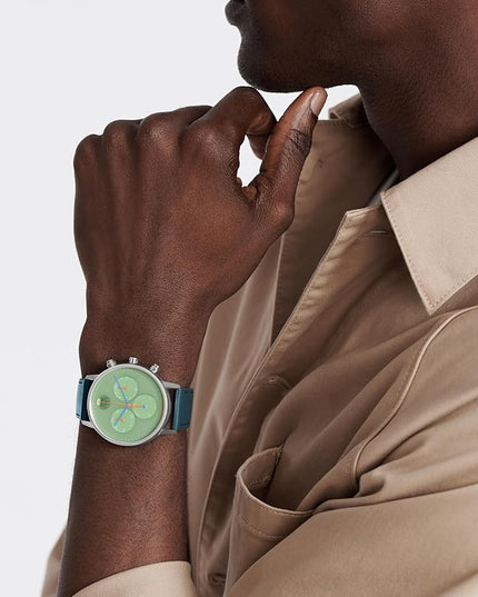 Movado Face Men's Watch - Swiss Quartz Chronograph Movement, Leather Strap - 3 ATM Water Resistance - Luxury Fashion Timepiece for Him - 43mm