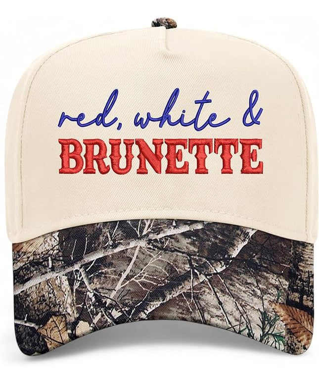 Red, White, & Brunette Hat | Premium Vintage Trucker Hat with Adjustable Snapback for Men and Women