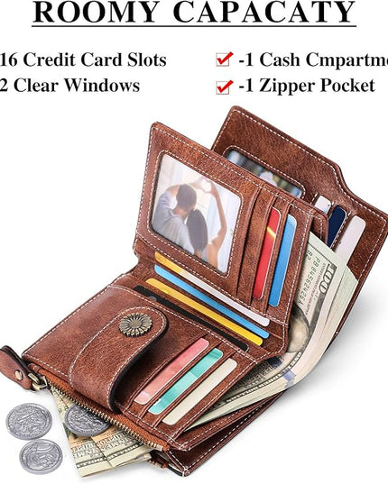 FALAN MULE Small Wallet for Women Leather Bifold Compact Small Womens Wallet with RFID Blocking