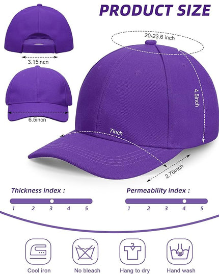 Handepo 24 Pcs Blank Baseball Cap Adjustable Back Strap Plain Blank Camouflage Hat Unisex Baseball Cap for Trucker Men Women