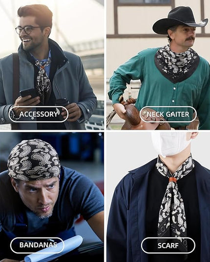 27.5 Inches Square Silk Feeling Neck Scarf for Men Necktie Silk Bandanas Pocket Square Cowboy Scarves