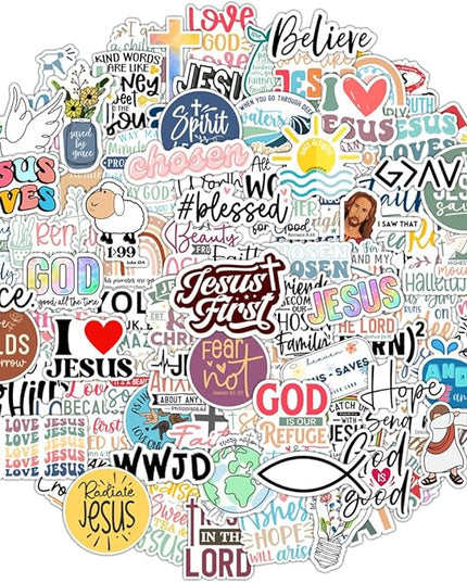 100 Pack Inspiring Christian Stickers for Water Bottles, Laptops, Phone Cases, Waterproof Vinyl, Religious Easter Gifts, Bible Verse Stickers, Christian Gifts for Kids, Teens, Girls and Boys (Faith)