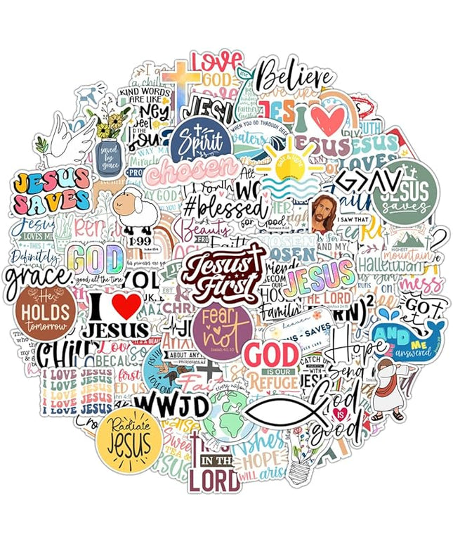 100 Pack Inspiring Christian Stickers for Water Bottles, Laptops, Phone Cases, Waterproof Vinyl, Religious Easter Gifts, Bible Verse Stickers, Christian Gifts for Kids, Teens, Girls and Boys (Faith)