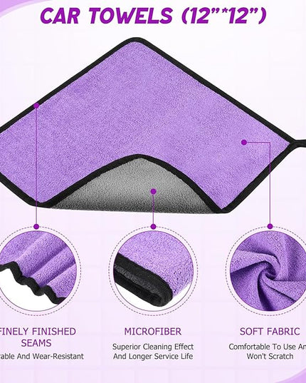 16 Pcs Windshield Cleaner Tool, Car Cleaning Kit with Various Detailing Brushes Set Spray Bottle Cleaner Towel Cleaning Gel Accessories Car Interior Detailing Kit for Windows Vents(Purple)