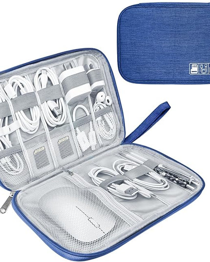Electronics Travel Organizer,Portable Waterproof Electronic Travel Storage Bag for Small Charging Cord Storage,Charger,Small Electronics,SD Card etc,for Travel,Business -Navy Blue