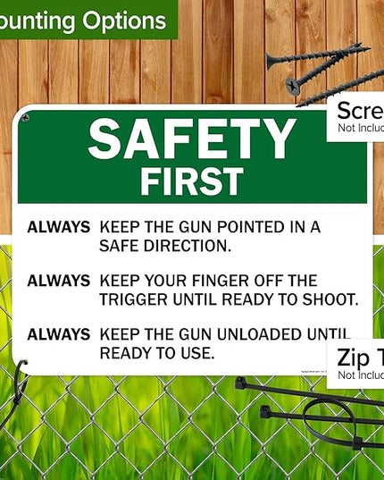 Safety First Always Keep The Gun Pointed In A Safe Direction Sign, 18x24 Inches, 55 mil thick HDPS (high density polystyrene), Made in USA by My Sign Center