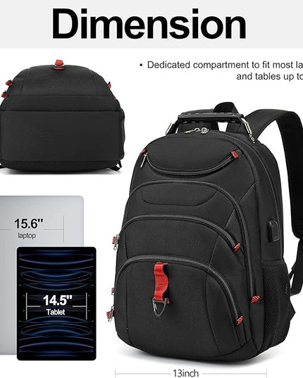 Boavan Laptop Backpack for men, 15.6 inch Laptop Bag with USB Port, Waterproof Travel Work Backpack Purse, Anti-Theft Teacher Nurse Doctor Casual Bookbags Office Business backpack，Black