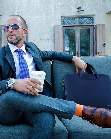 Laptop Bag 15.6 Inch,Durable Slim Briefcase Handle Bag & with Extra Pockets,Notebook Computer Protective Case for Computer Notebook Ultrabook,Collapsible Carrying Handles,Dark blue