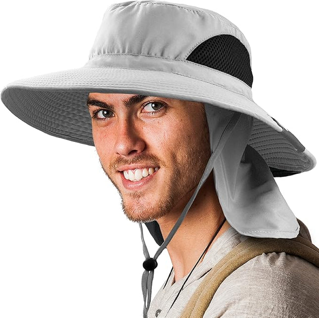 SUN CUBE Wide Brim Sun Hat Men Women, Fishing Hats Sun UV Protection, Mens Hiking Bucket Hat Safari Beach Boonie, UPF 50+