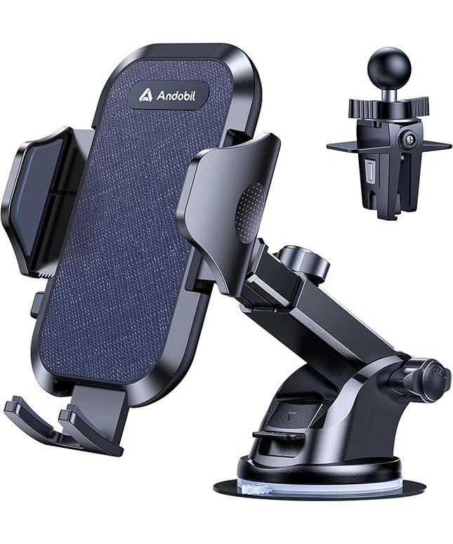 andobil Car Phone Holder, 2026 Military-Grade 89lbs Strongest Suction Phone Holders for Your Car Dashboard/Windshield/Vent Easy Clamp Cellphone Holder Truck Stand for iPhone 17 16 15 Pro Max, Blue
