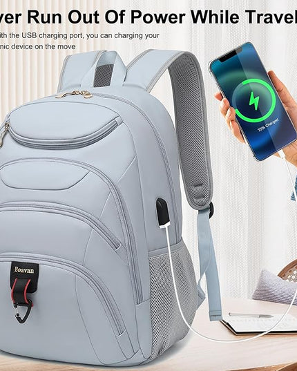 Boavan Laptop Backpack for women, 15.6 inch Laptop Bag with USB Port, Waterproof Travel Work Backpack Purse, Anti-Theft Teacher Nurse Doctor Casual Bookbags Office Business backpack，Blue