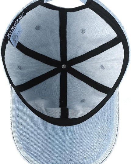 XXL Oversize Washed Denim Baseball Cap,Low Profile Jean Sports Cap for Big Heads 23.5"-25.5",Large Pigment Dyed Dad Hat