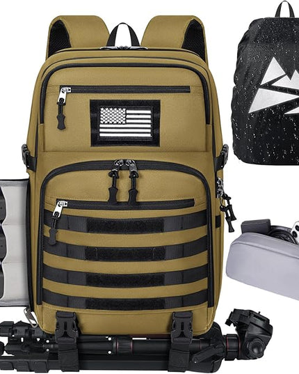 SDYSM Camera Backpack Bag Professional for DSLR/SLR Mirrorless Camera Waterproof 15.6 inch Tactical Camera Bags for Photographers with Rain Cover, Tripod Holder, Small Bag Photography Backpack Case