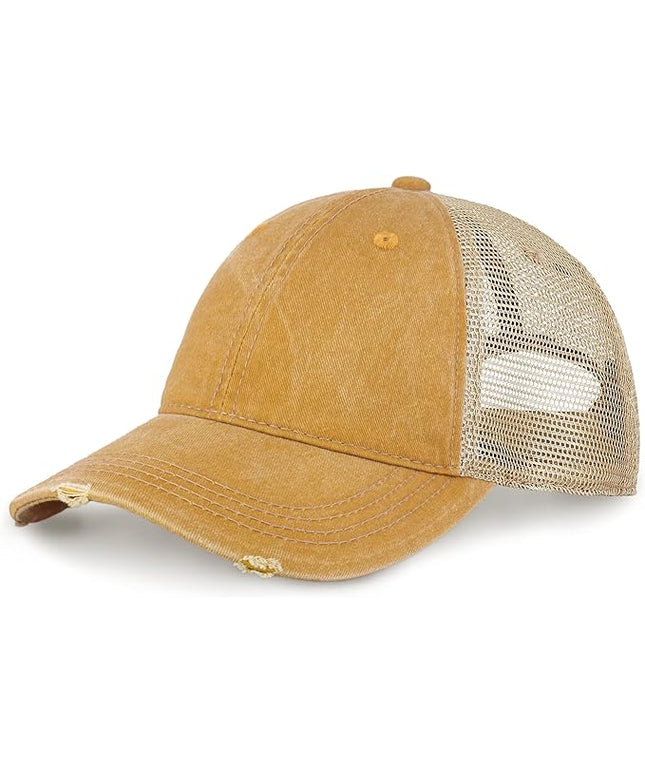 CHOK.LIDS Everyday Premium Washed Trucker Hat Unstructured Distressed Pigment Dyed Cap Adjustable Outdoor Headwear