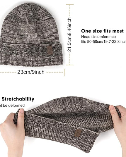 Wmcaps Winter Beanie for Men Women, Fleece Lined Beanie Soft Warm Knit Hat Ski Stocking Cuffed Cap