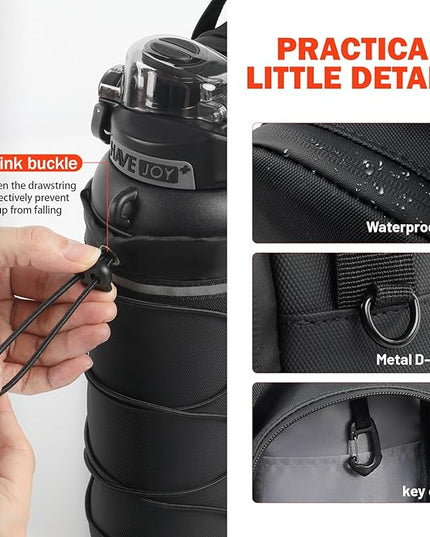 Magnetic Gym Bag, Upgraded Super Strong Magnetic Gym Water Bottle Bag with Phone Pocket & Shoulder Strap｜ Sports Water Bottle Holder, small Fitness Pouch, Crossbody Bag for Men & Women, Gym Accessory