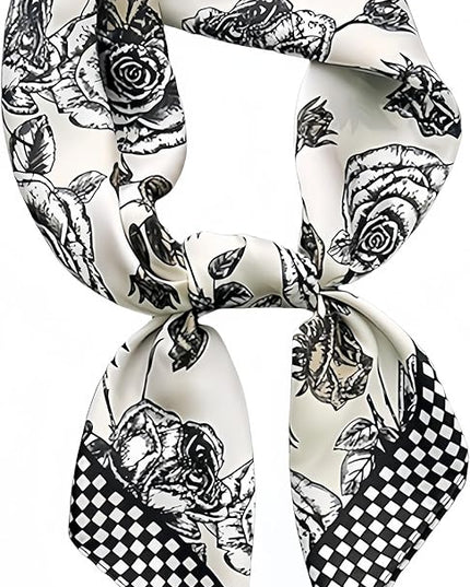 MINIDORA Satin Scarves for Women 27.5 × 27.5 inches Medium Square Elegant Silk Feeling Head Scarf