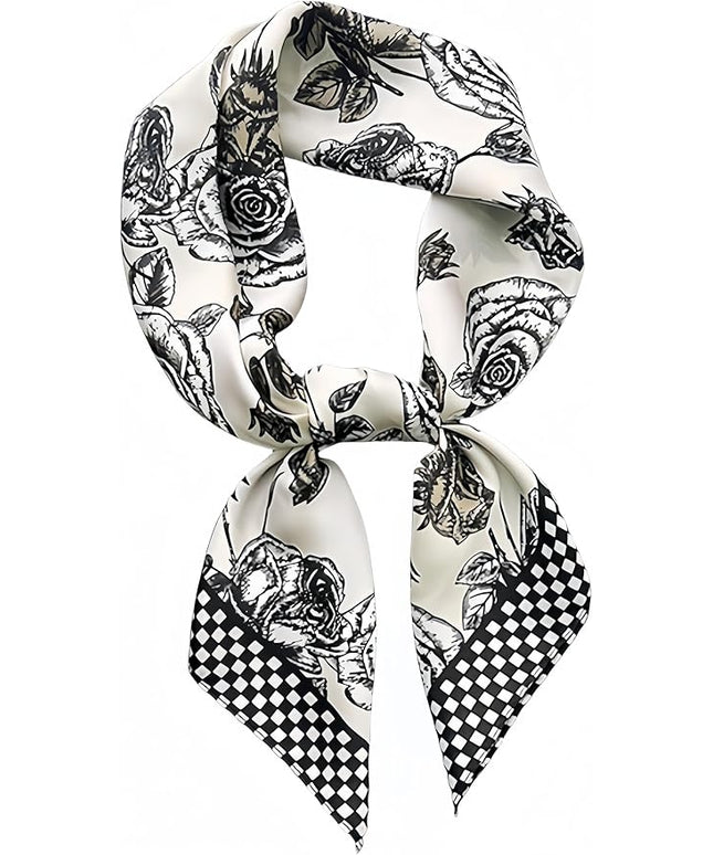 MINIDORA Satin Scarves for Women 27.5 × 27.5 inches Medium Square Elegant Silk Feeling Head Scarf