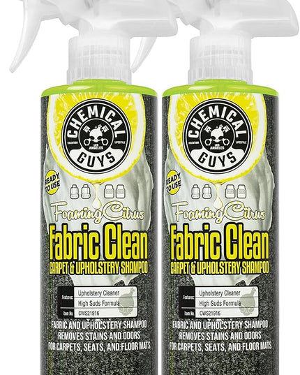 Chemical Guys CWS21916 Foaming Citrus Fabric Clean Carpet & Upholstery Cleaner, Ready to Use, Sprayable (for Carpets, Seats & Floor Mats), Safe for Cars, Home, Office, & More, 16 fl oz, Citrus Scent