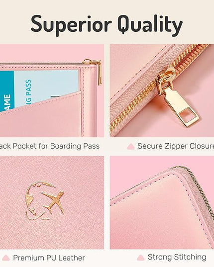 Forvencer Passport Holder Cover with Safe Zipper Closure, Premium Passport Wallet for Travel, Cute RFID Blocking Card Case, Waterproof Travel Accessories for Women, Mint Green