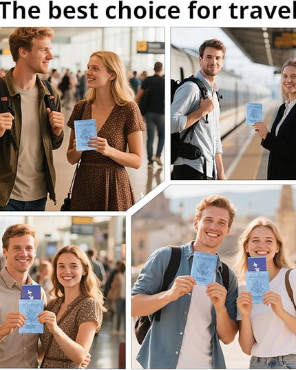 Passport Holder for Travel Essentials,RFID Blocking Passport Cover Wallet Card Case for Women and Men (Blue)