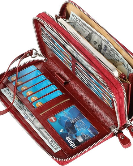 Lavemi Small Compact Women Wallet RFID Blocking Genuine Leather Bifold Purse with ID Windows