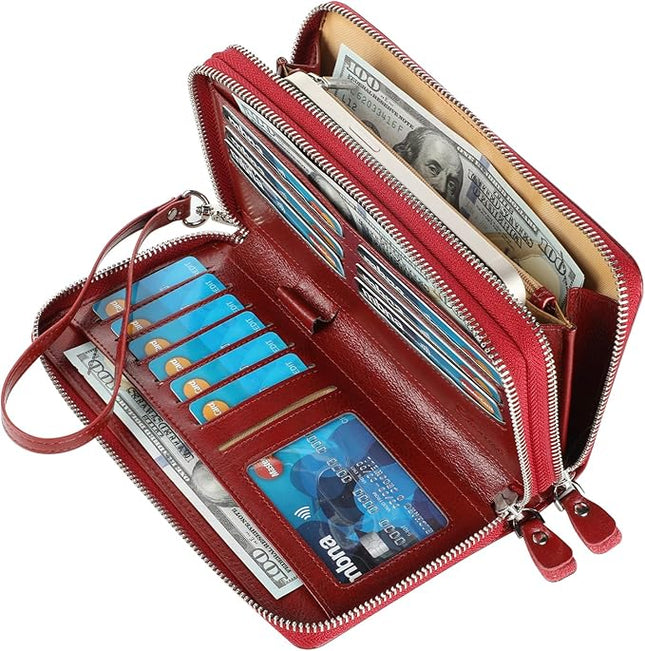Lavemi Small Compact Women Wallet RFID Blocking Genuine Leather Bifold Purse with ID Windows