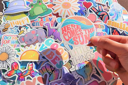 120 Pcs Preppy Stickers, Summer Stickers for Water Bottles Girls, Laptop Accessory Waterproof, Cute Decals for Phone Waterbottle MacBook Cup, Summer Themed Stickers for Teens