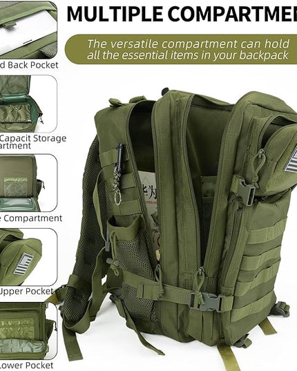 gracedon Tactical Backpack - Military Molle Bag 3 Days Pack for men and Women Large Assault Rucksack 45L (Green)