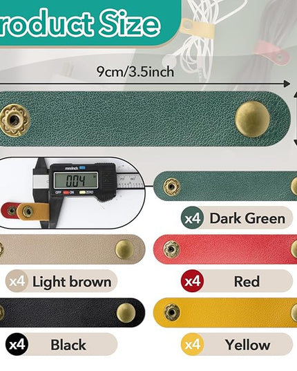 20 Pcs Leather Cord Organizer - Multiple Colors Leather Cable Straps Cord Organizer for Charging Cords, Reusable Cable Clips Leather, Multipurpose Leather Wire Cable Ties(5 Colors)