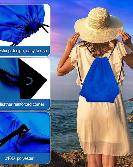 KUUQA 60Pcs Blue Drawstring Backpack Bag Sack Drawstring Bags Bulk String Bags Storage Bags for Sport Gym Traveling