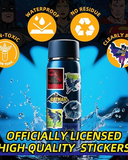Batman Stickers for Water Bottles – 50PCS Superhero Vinyl Stickers for Kids, Teens, Adults - Waterproof Vinyl Decal Sticker for Laptop, Phone, Skateboard, Scrapbook, Party Favors, Gifts