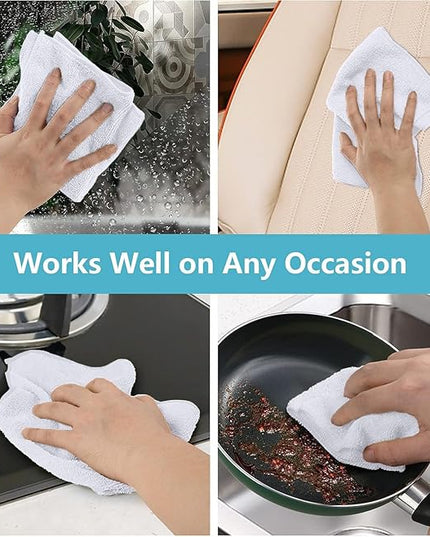HOMEXCEL White Microfiber Cleaning Cloth, 8 Pack Cleaning Towels for Kitchen, Lint Free, Scratch-Free, Highly Absorbent, and Reusable Cleaning Rags for House, Window and Glass, Cars, 11.5 X11.5 inch