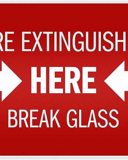 Fire Extinguisher Here Break Glass Sign, 24x30 Inches, 3M EGP Reflective .080 Aluminum, Fade Resistant, Made in USA by My Sign Center
