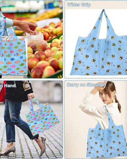 Extra Large 50lbs Foldable Reusable Shopping Bags kitchen reusable grocery bags Washable Polyester Bags in Pocket