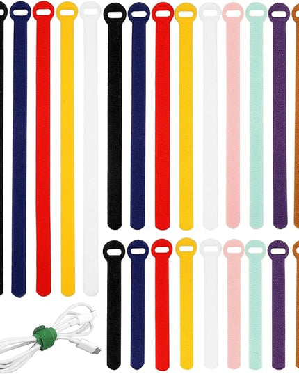 150PCS Cable Ties，4+6+8+10 Inch Reusable Cable Management, Multi-Purpose Adjustable Cord Organizer，Fastening Microfiber Cloth Hook and Loop Cable Organizer Wire Straps，Assorted Colors