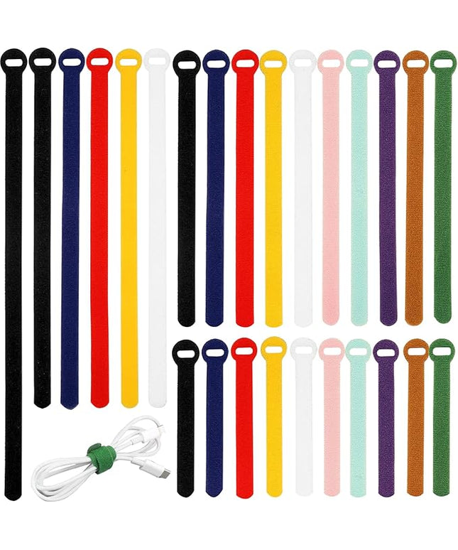 150PCS Cable Ties，4+6+8+10 Inch Reusable Cable Management, Multi-Purpose Adjustable Cord Organizer，Fastening Microfiber Cloth Hook and Loop Cable Organizer Wire Straps，Assorted Colors